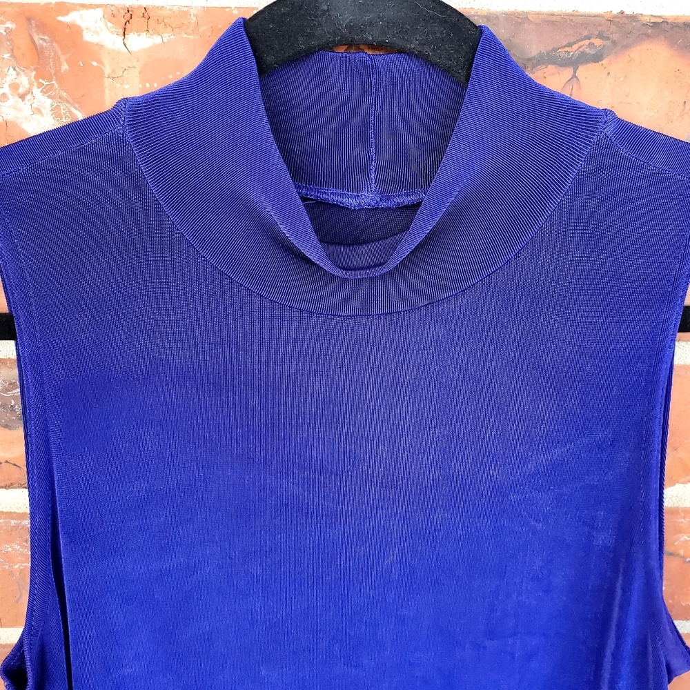 Versatile Vtg. Vibrant Blue No Brand Acetate/Lycra  Tank Top Size L